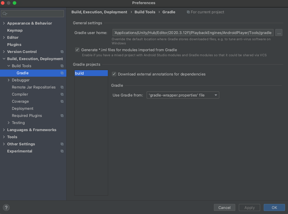 Exporting a project to Gradle and building/deploying on Android Studio –  Unity